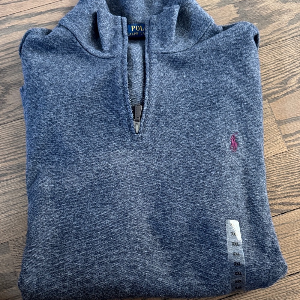 Ralph Lauren Men's gray quarter zip Sweater New XXL